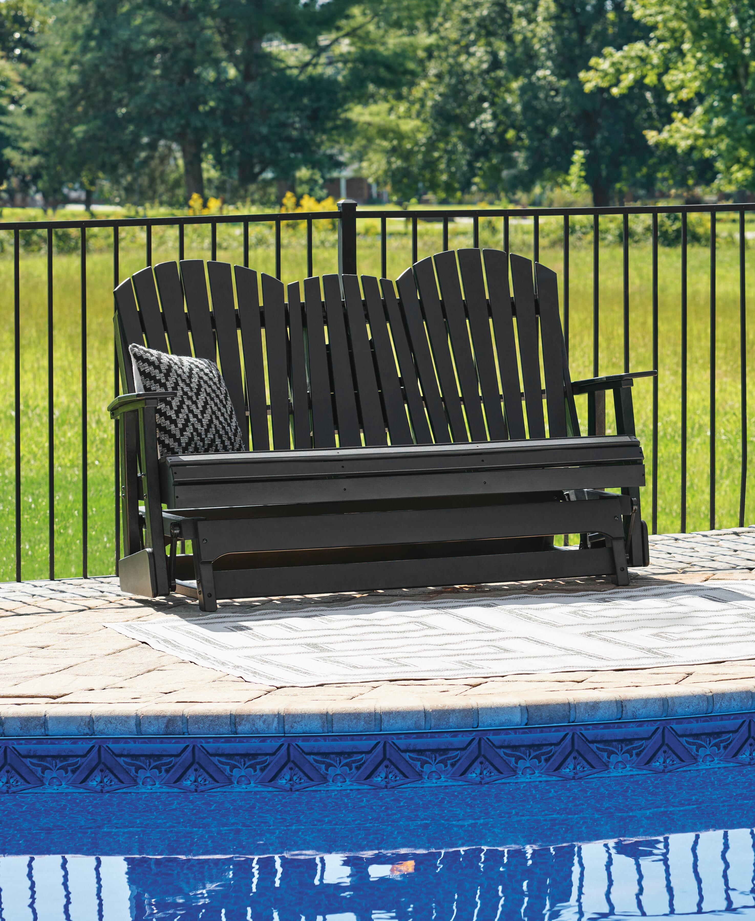 Hyland Wave Outdoor Glider Loveseat, Black, rollover